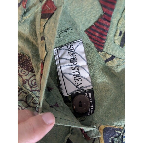Silver Stream Green Elephant Applique Jacket Boho Art t Wear Reversible One Size - Picture 7 of 11